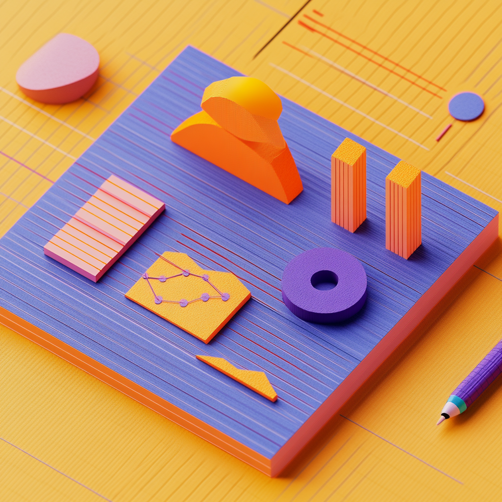 Stylized 3D AI-generated image of different charts. The image represents measurable impact.